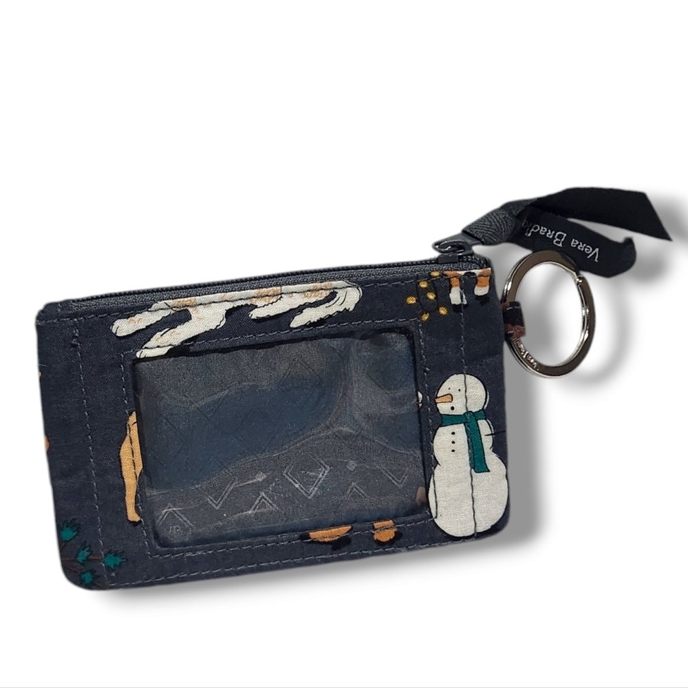 Vera Bradley- Zip ID Case With Keyring, Winter Dog themed